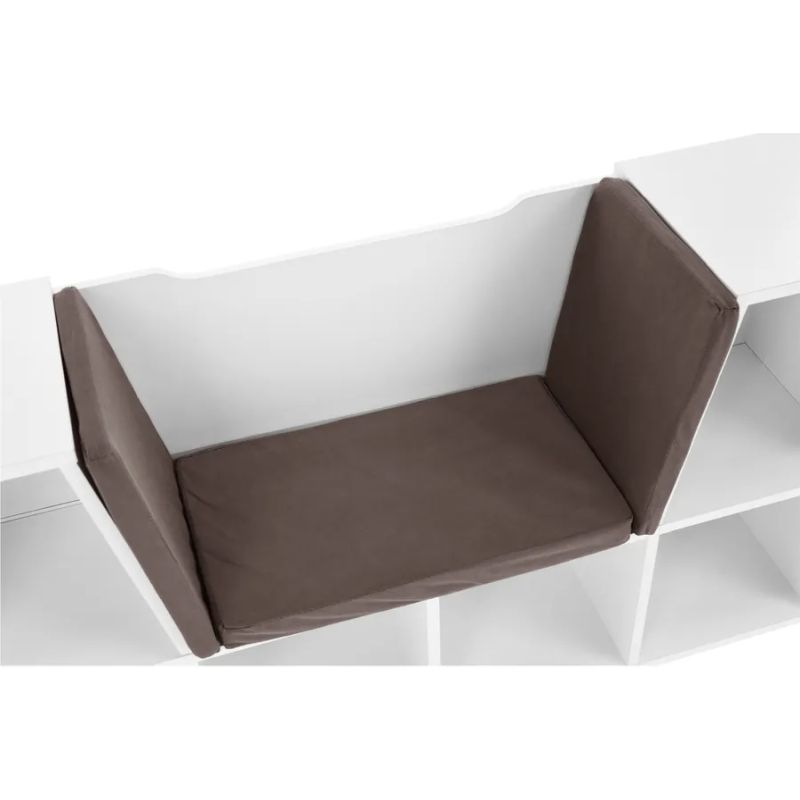 Detská knižnica s miestom na sedenie, biela-sivá