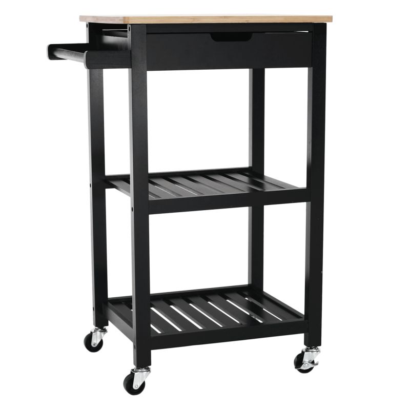 Servírovací vozík, prírodná-čierna