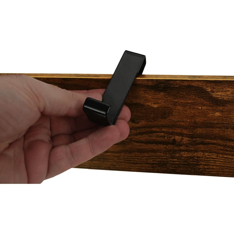 Vešiak s botníkom, čierny kov-MDF rustikálne drevo