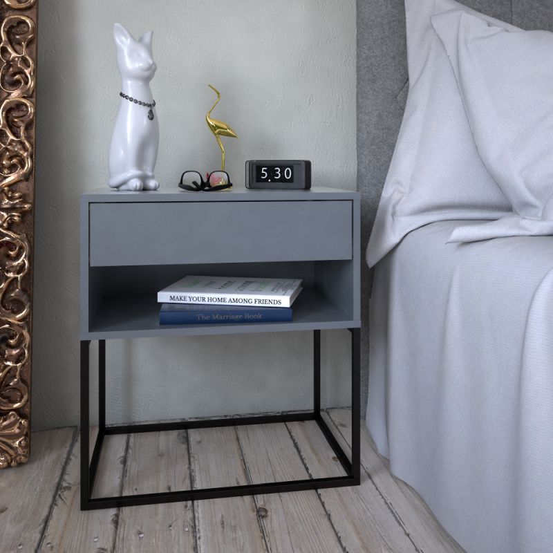Nočný stolík, príručný stolík, grafit-čierna
