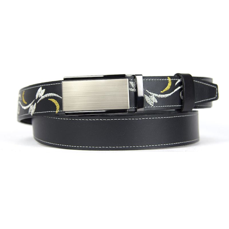 Kožený opasok s výšivkou, automatická pracka, 159cm, Limitovaná edícia 01