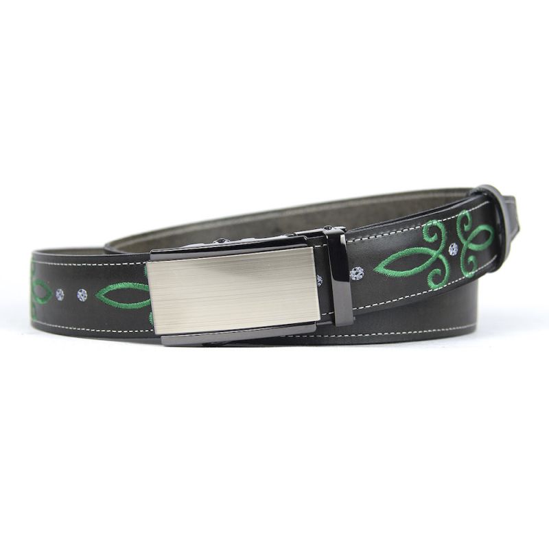 Kožený opasok s výšivkou, automatická pracka, 147cm, Limitovaná edícia 03