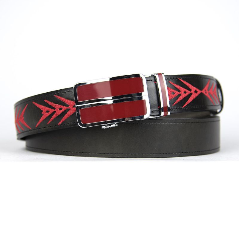 Kožený opasok s výšivkou, automatická pracka, 148cm, Limitovaná edícia 05