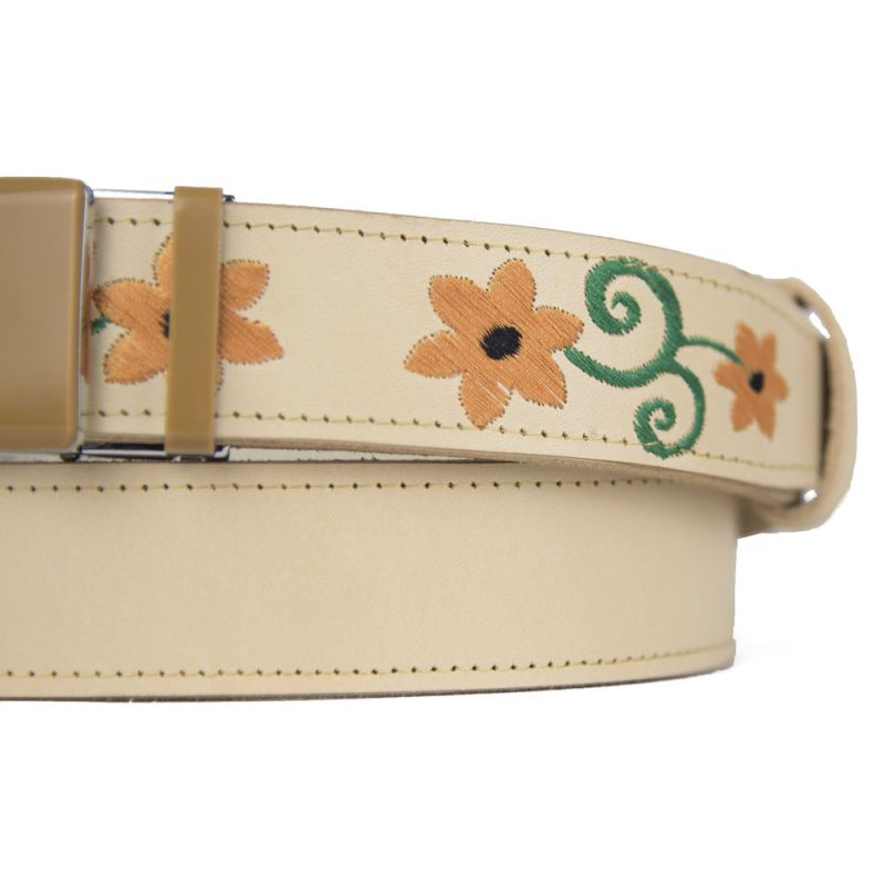 Kožený opasok s výšivkou, automatická pracka, 136cm, Limitovaná edícia 19
