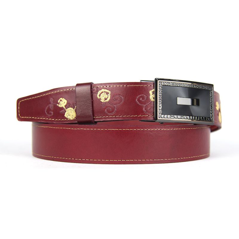 Kožený opasok s výšivkou, pracka s brzdou, 140cm, Limitovaná edícia 01