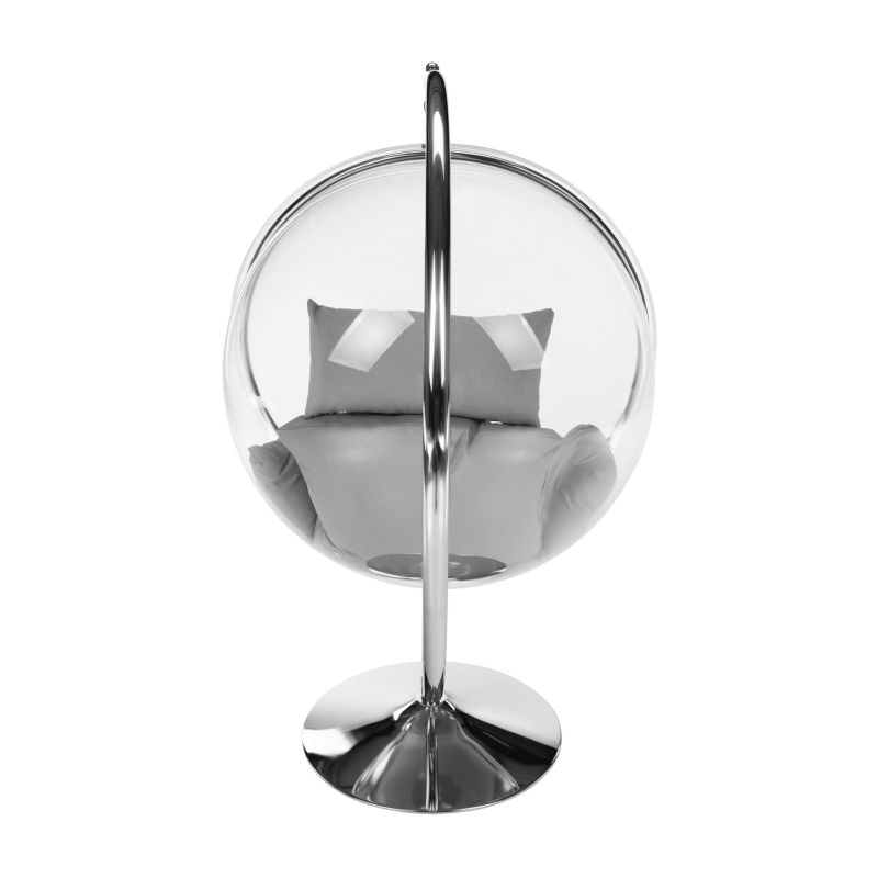 Závesné kreslo so stojanom, transparentná-strieborná-sivá