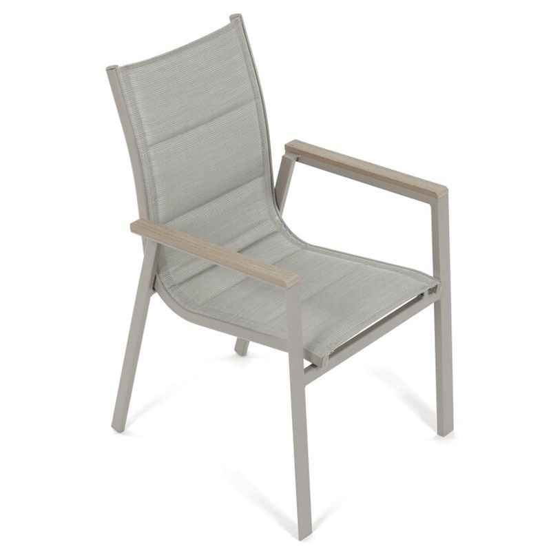 Moderná záhradná stolička v sivej látke