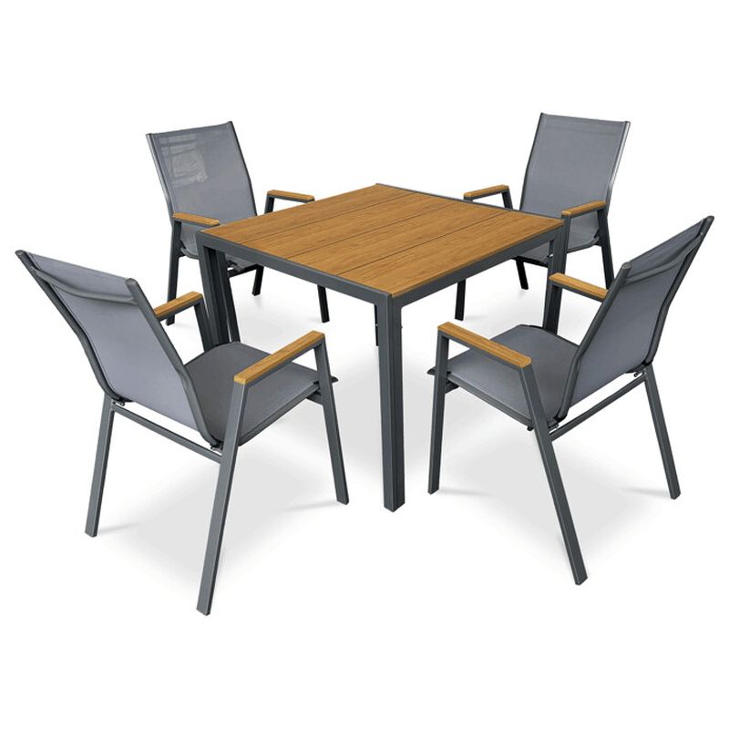 Štvorcový záhradný stôl, polywood vo farbe dub