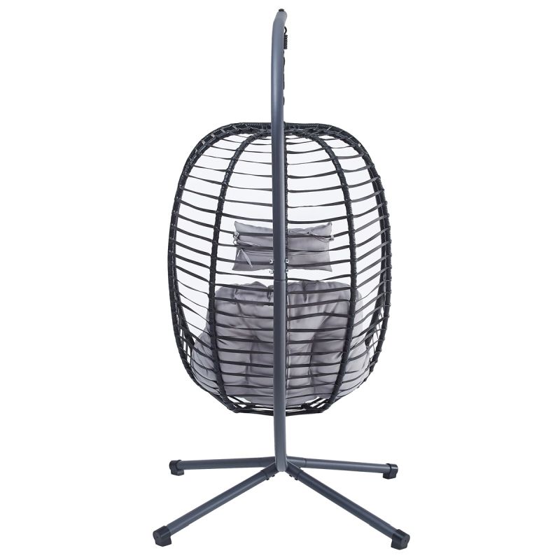 Elegantné závesné kreslo, výplet v antracitovej farbe