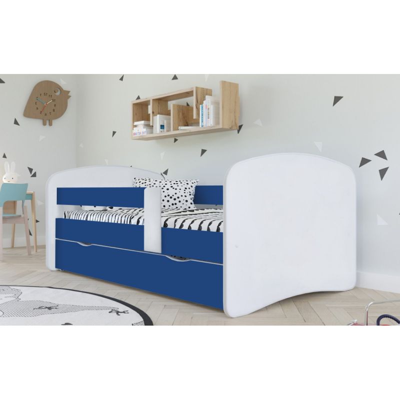 Detská posteľ s roštom a úložným priestorom 90x200, biela-modrá
