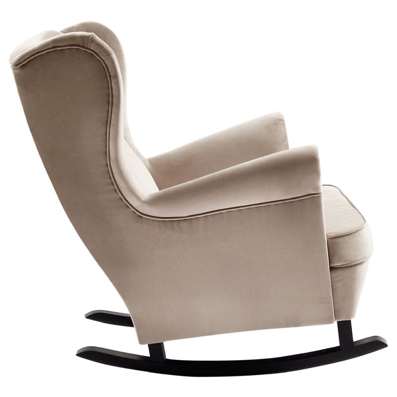 Hojdacie kreslo ušiak, béžové s čiernymi nohami