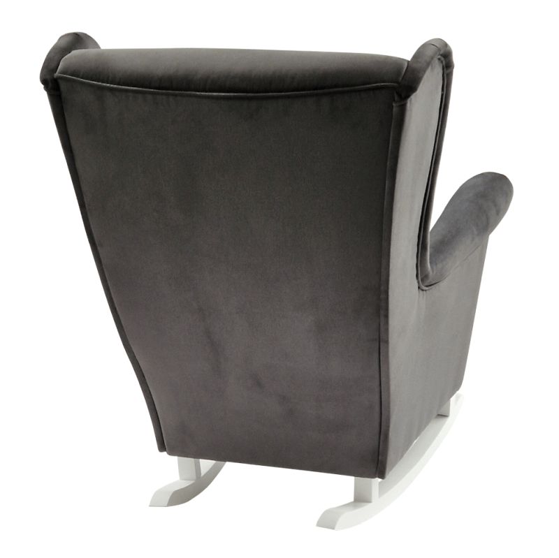 Hojdacie kreslo ušiak, tmavosivé s bielymi nohami