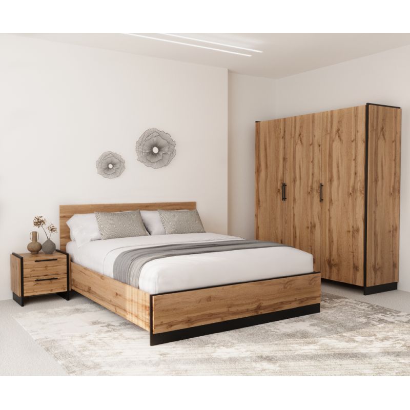 Posteľ z DTD 160x200, dub wotan-čierna