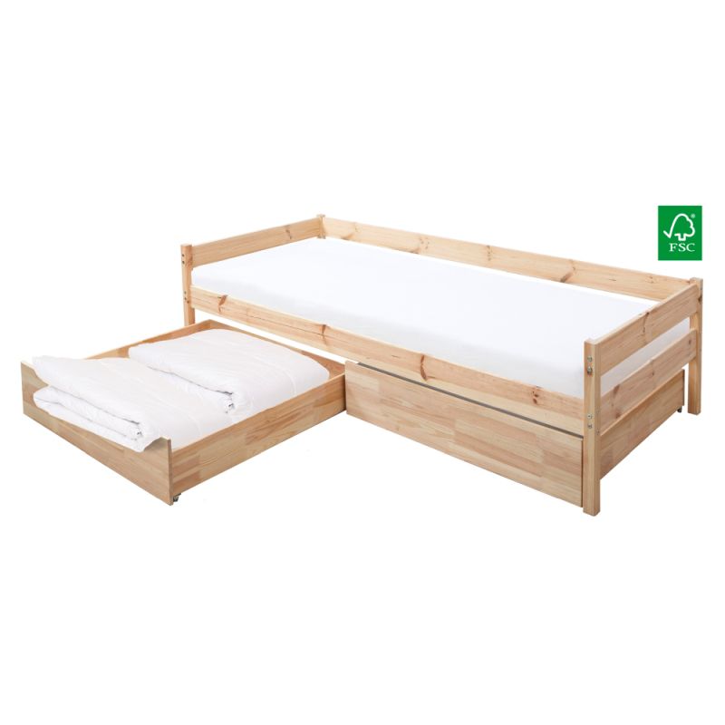 Posteľ s roštom 90x200, masív-smrek