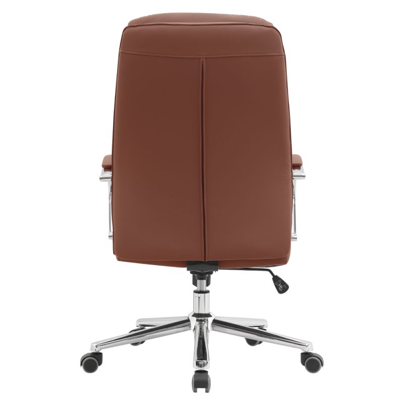 Pohodlné kancelárske kreslo, hnedá camel ekokoža, chróm
