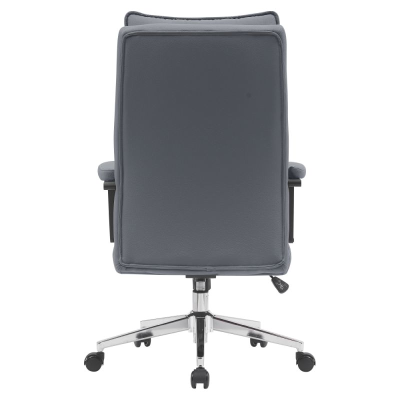 Elegantné kreslo do kancelárie, sivá ekokoža, chróm