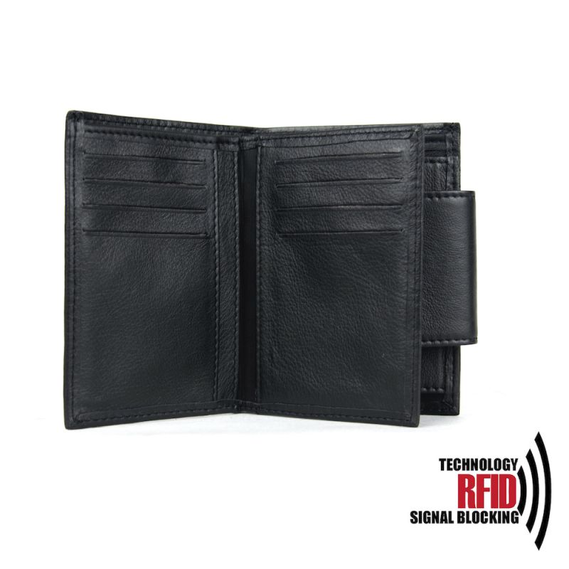 Ochranná RFID kožená peňaženka v čiernej farbe č.8211