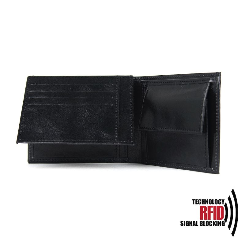 Ochranná RFID kožená peňaženka z pravej kože v čiernej farbe