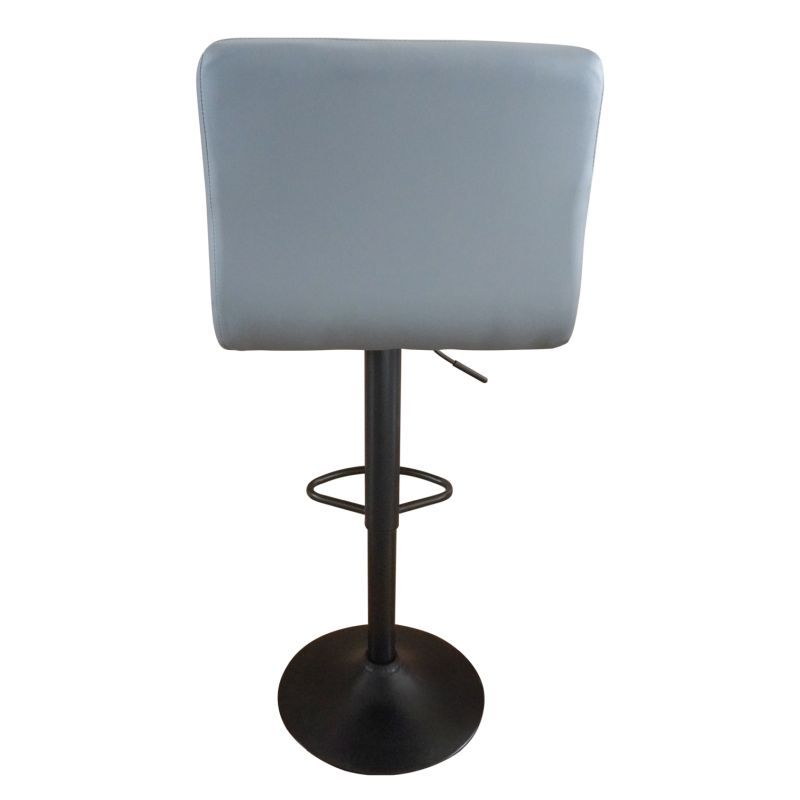 Elegantná barová stolička, ekokoža sivá-čierny kov