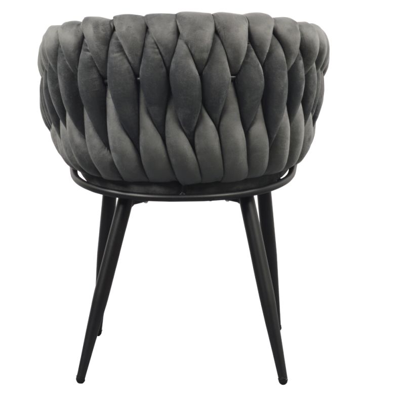 Komfortné jedálenské kreslo, tmavosivá Velvet látka-čierny kov