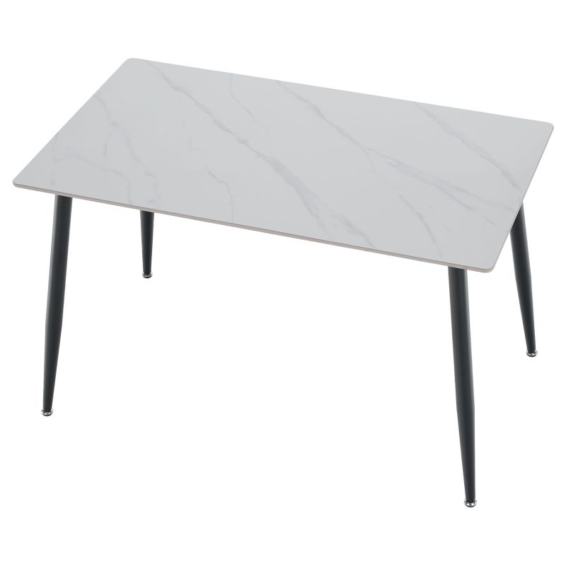 Jedálenský stôl, biely mramor-čierna, 121x71