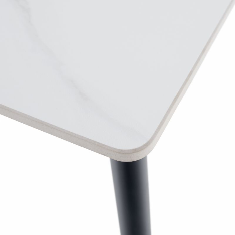 Jedálenský stôl, biely mramor-čierna, 160x80