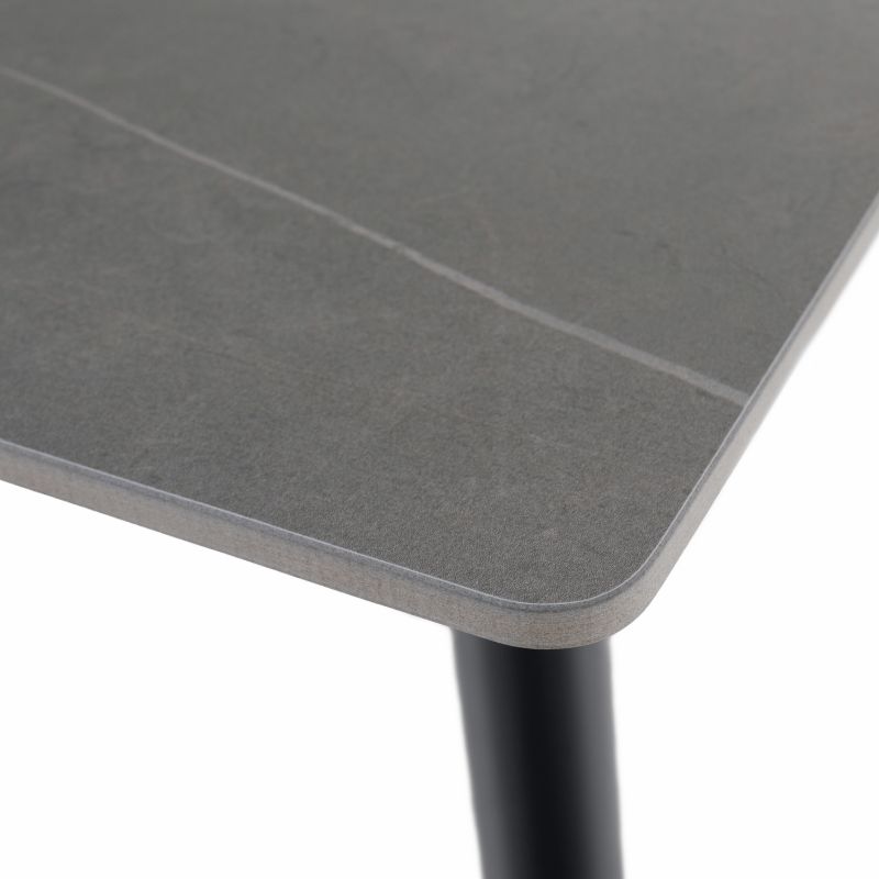 Jedálenský stôl, sivý mramor-čierna, 160x80