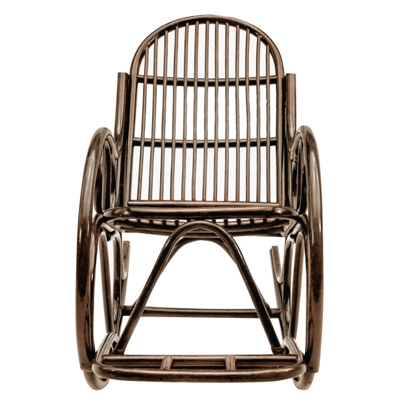 Hojdacie kreslo z prírodného ratanu, tmavohnedá-béžová