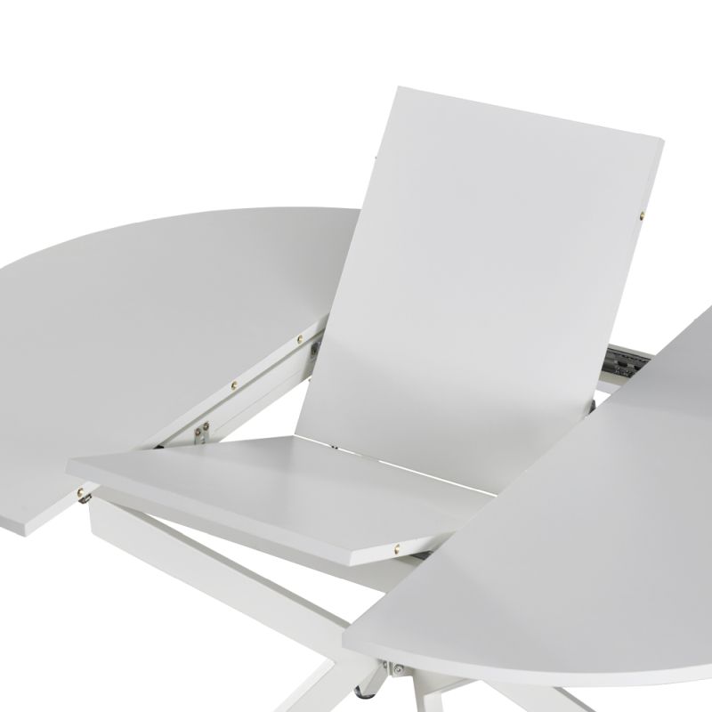 Okrúhly jedálenský rozkladací stôl, biela, 100-140 cm