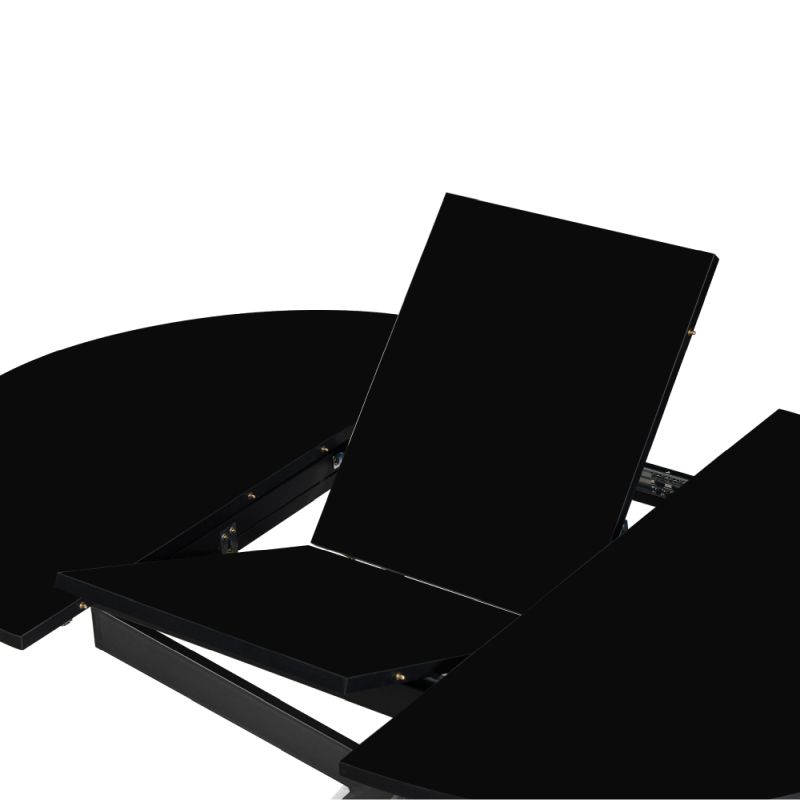 Okrúhly jedálenský rozkladací stôl, čierna, 100-140 cm