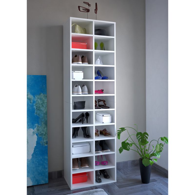 Minimalistický a praktický regál-botník, biely