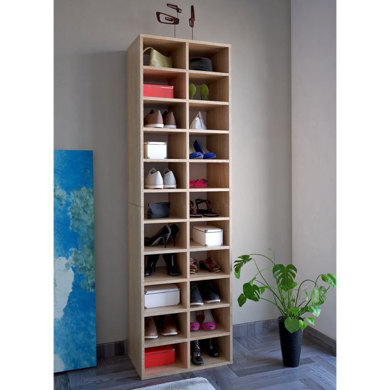 Minimalistický a praktický regál-botník, dub sonoma