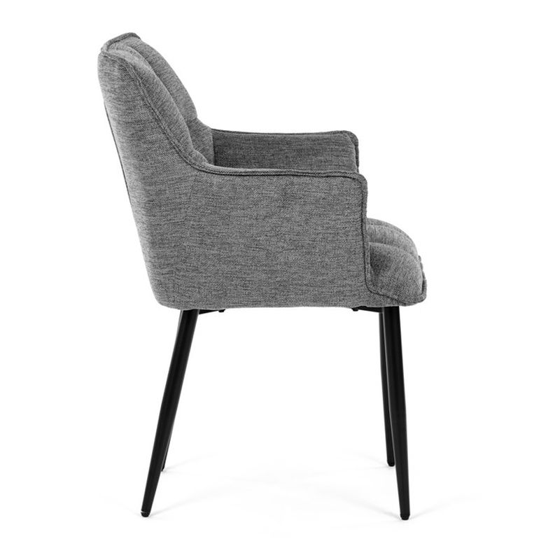 Štýlová jedálenská stolička, sivá vodoodpudivá látka, čierny matný lak