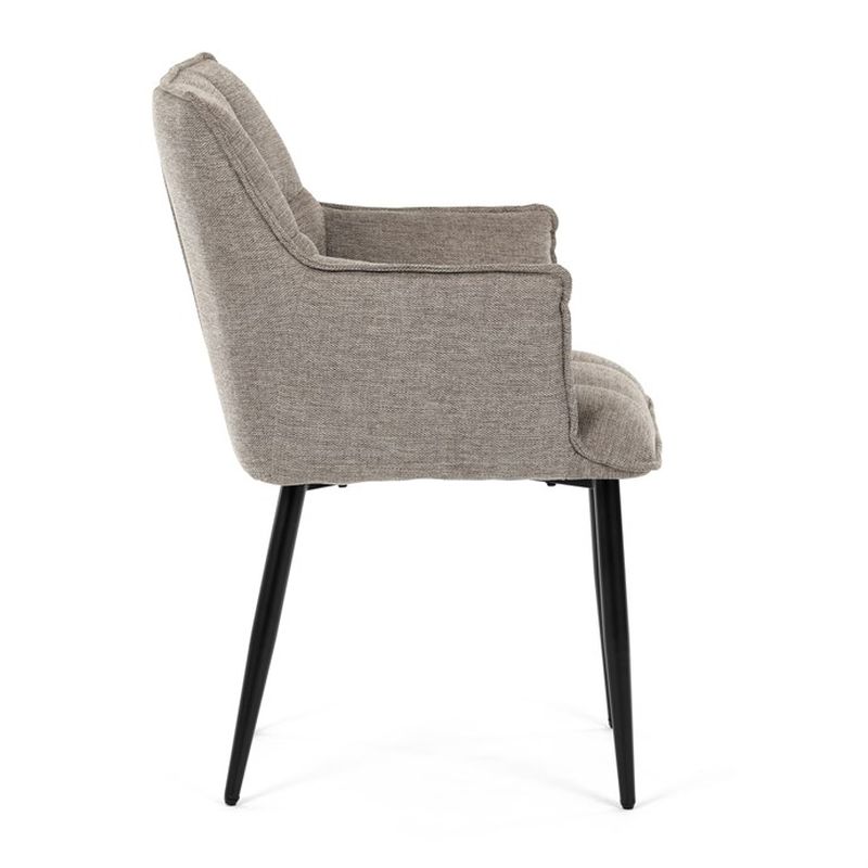 Štýlová jedálenská stolička, svetlohnedá vodoodpudivá látka, čierny matný lak