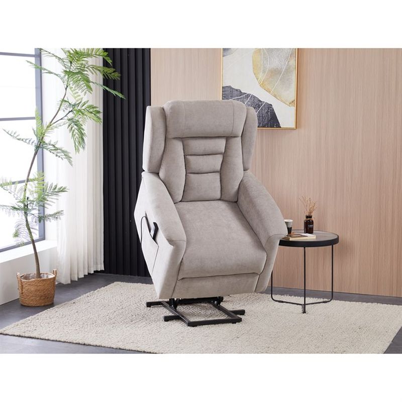 TV kreslo s elektrickým polohovaním, 2 motory, poťah lanýžová látka