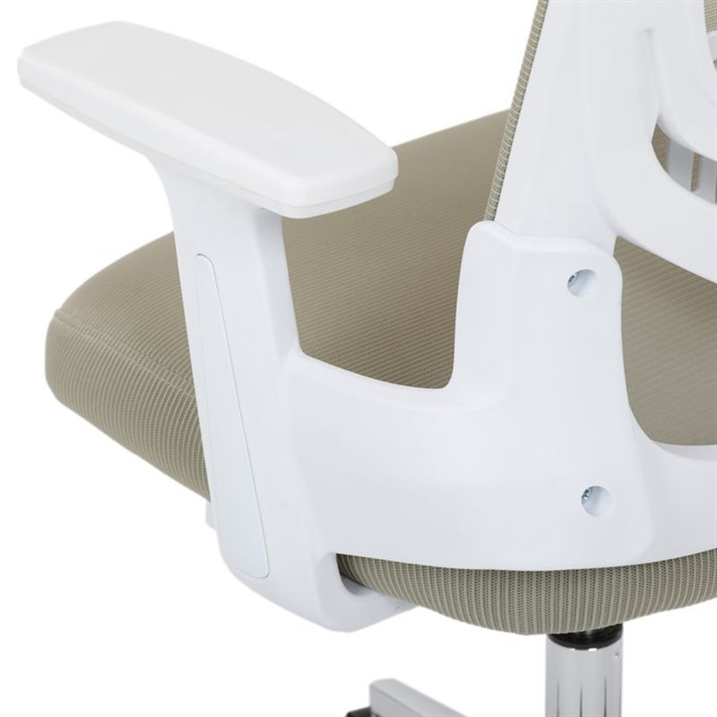 Kancelárska stolička, béžová sieťovina, biely plast