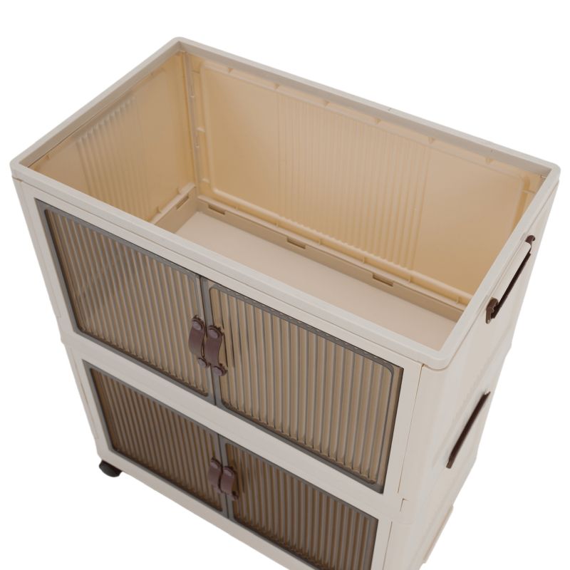 Praktická plastová skladacia skrinka, biela-hnedá TYP 1