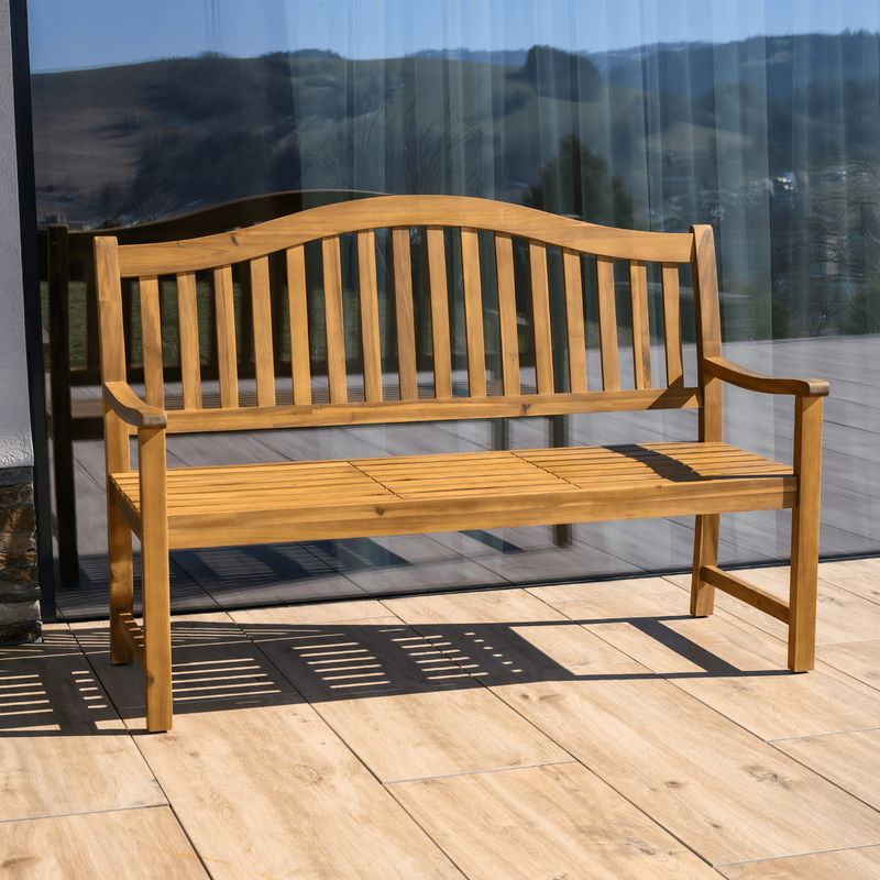 Záhradná lavička s výsuvným stolíkom, akáciové drevo