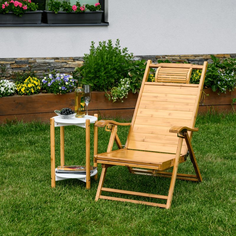 Záhradné polohovacie kreslo-ležadlo, prírodná, bambus