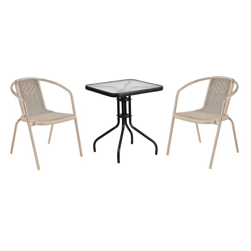 Záhradná stohovateľná stolička, oceľ-plast, champagne