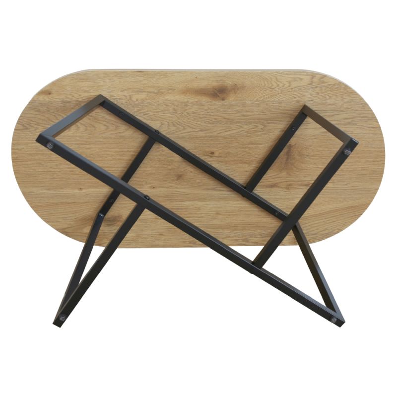 Oválny elegantný konferenčný stolík, dub-čierna