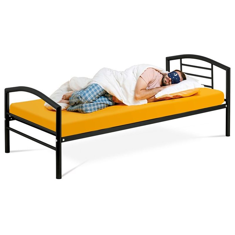 Posteľ jednolôžková 90x200 cm, kovová v čiernom lesku