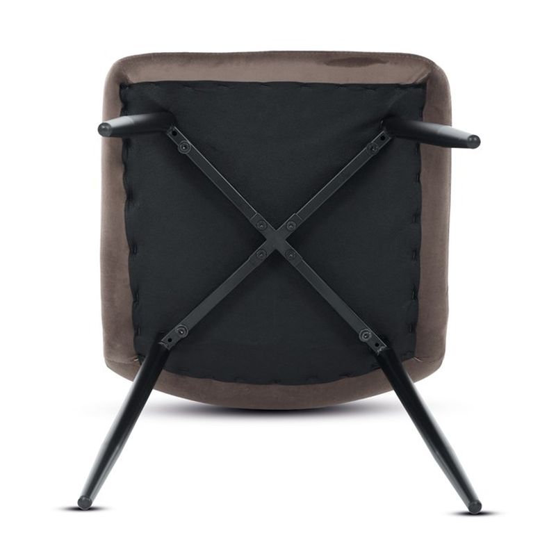 Jedálenská minimalistická stolička v industriálnom štýle, hnedá zamatová látka