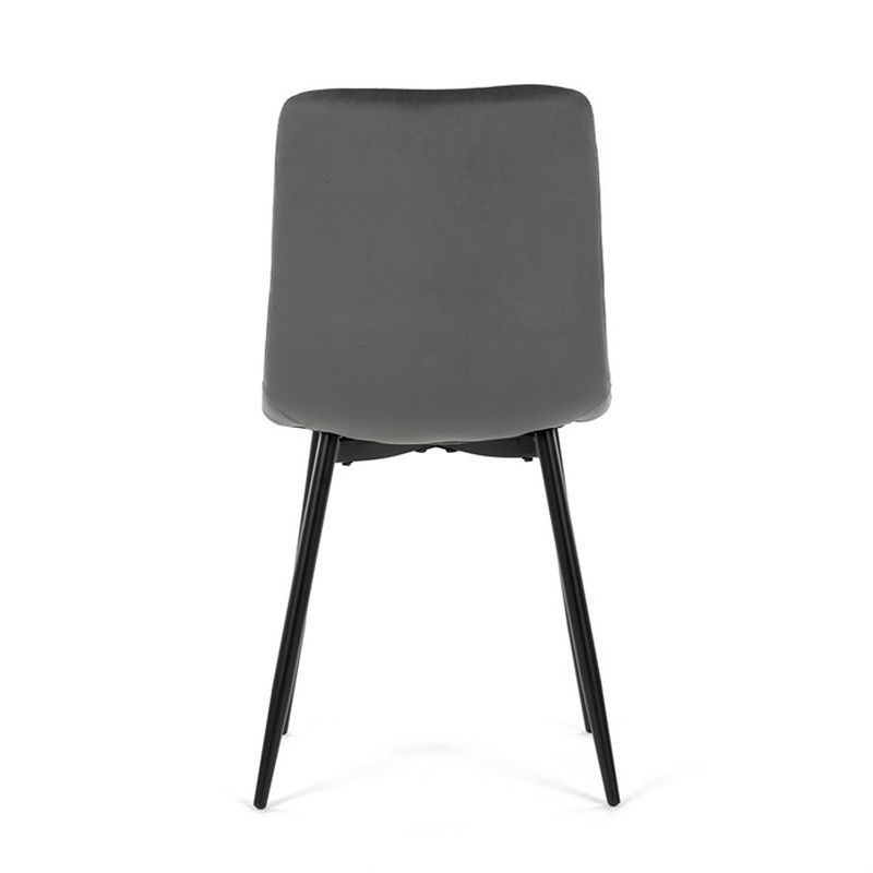 Jedálenská minimalistická stolička v industriálnom štýle, sivá zamatová látka