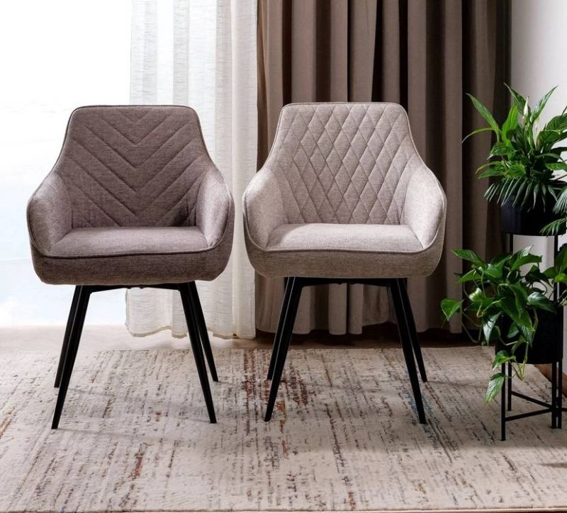 Jedálenská stolička s prešívaným operadlom, čierna-svetlobéžová 31