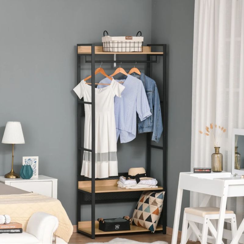 Štýlový regál s policami TYP2, dub-čierna