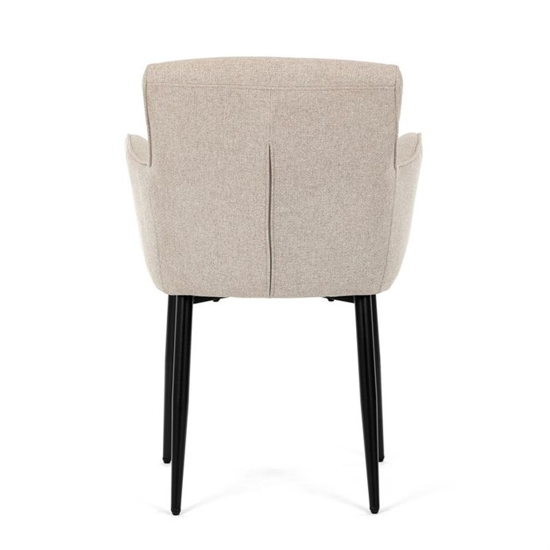 Stolička jedálenská, krémová látka, čierny matný lak