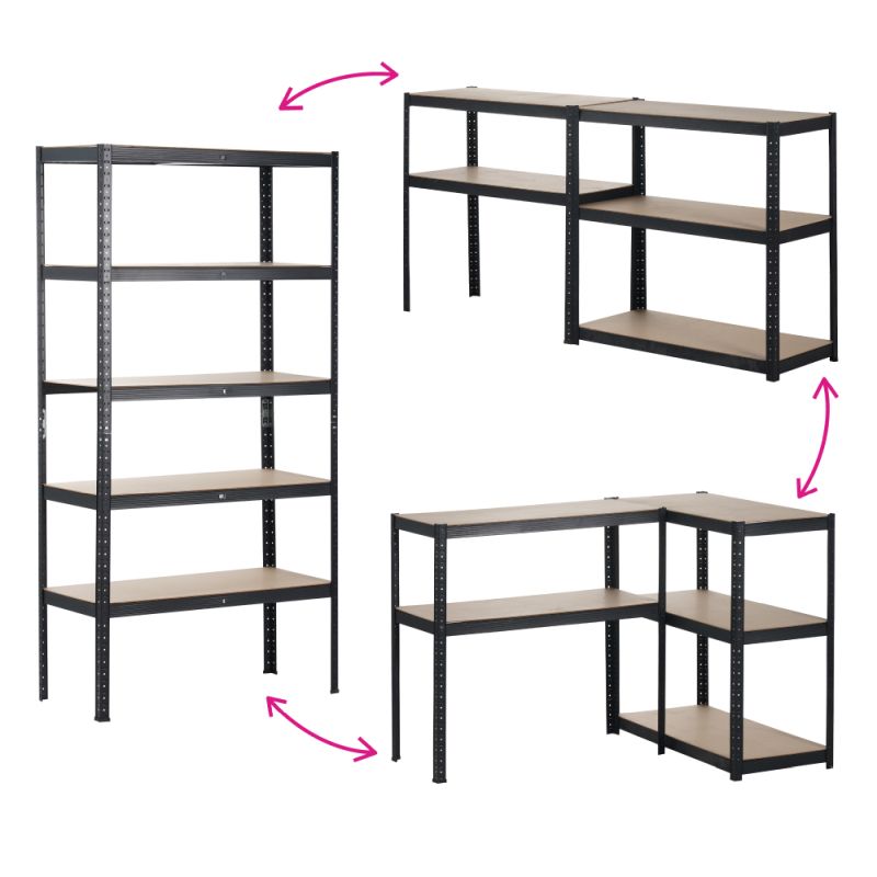 Viacúčelový policový regál, dub-čierna