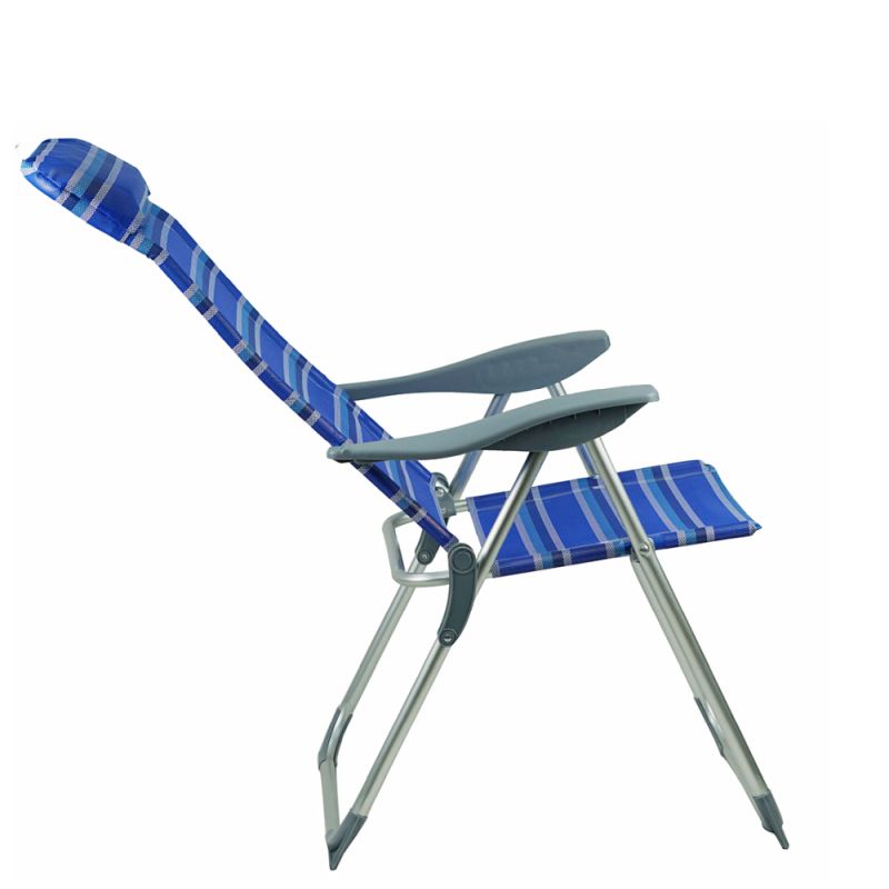 Záhradné polohovacie kreslo, modrá-sivá