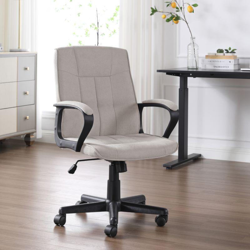 Komfortné kancelárske kreslo, svetlosivá látka-čierny plast